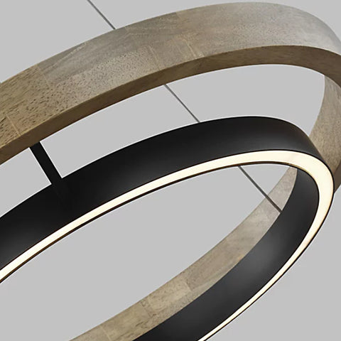 Detailed display of the wood ring pendant light - dazuma.