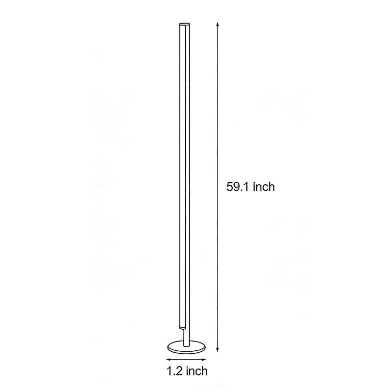 Product size diagram of a linear floor lamp 59.1inch *1.2inch.
